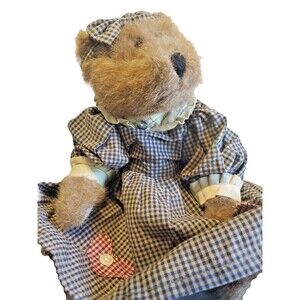 Boyds Bears 14" J.B. Bean Series 1995 "Emma" Bear Brown  Fur Plush Bear
